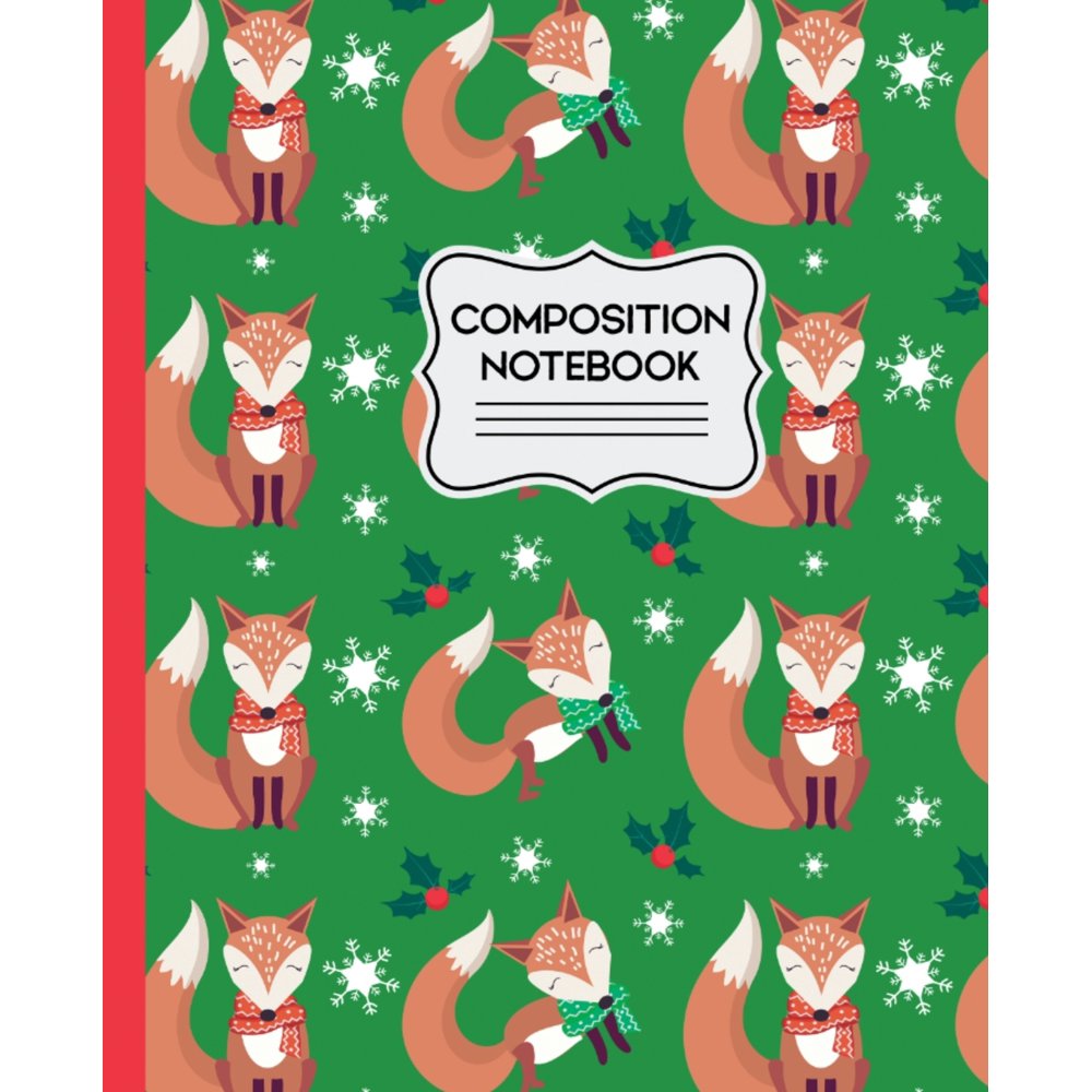 Composition Notebook Cute Winter Cartoon Foxes Pattern 7.5" X 9.25