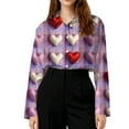 thumbnail image 5 of Dwralegc Valentine Shirts Women Long Sleeve Button Down Tops Casual Plus Heart Graphic Blouses Dressy Lightweight Holiday Shirts Purple M, 5 of 5