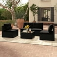 thumbnail image 4 of Gymax 5 PCS Patio Furniture Set w/ Seat & Back Cushions Tempered Glass Tabletop Black, 4 of 9