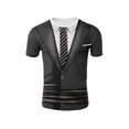 thumbnail image 6 of YUUMIN Mens Tuxedo Novelty T-Shirt Short Sleeve Suit Vest 3D Tie Printed Shirt Top Party Wedding Dark Gray S, 6 of 7