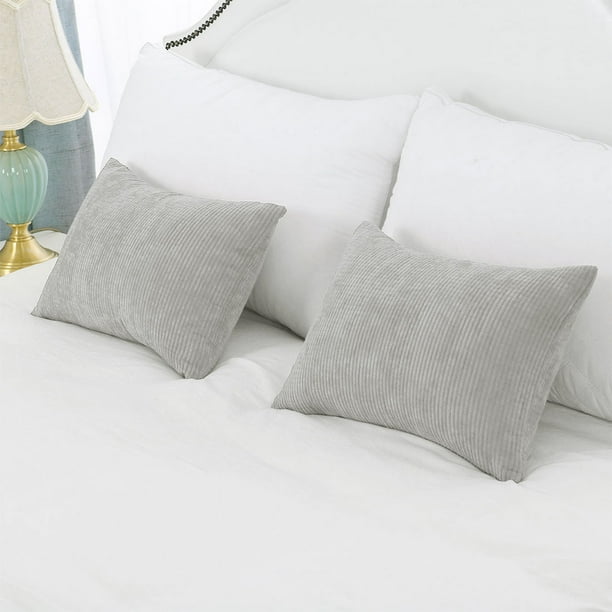 Set of 2 Decorative Throw Pillow Case Cushion Covers Light Gray 12" x
