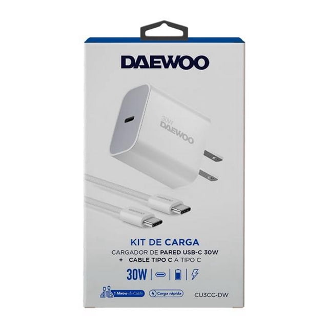 combo cargador pared usbc 30w + cable tipo c cu3ccdw