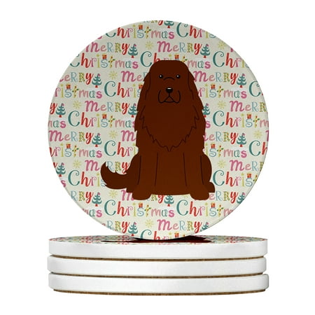 

Merry Christmas Caucasian Shepherd Dog Large Sandstone Coasters Pack of 4 4 in x 4 in