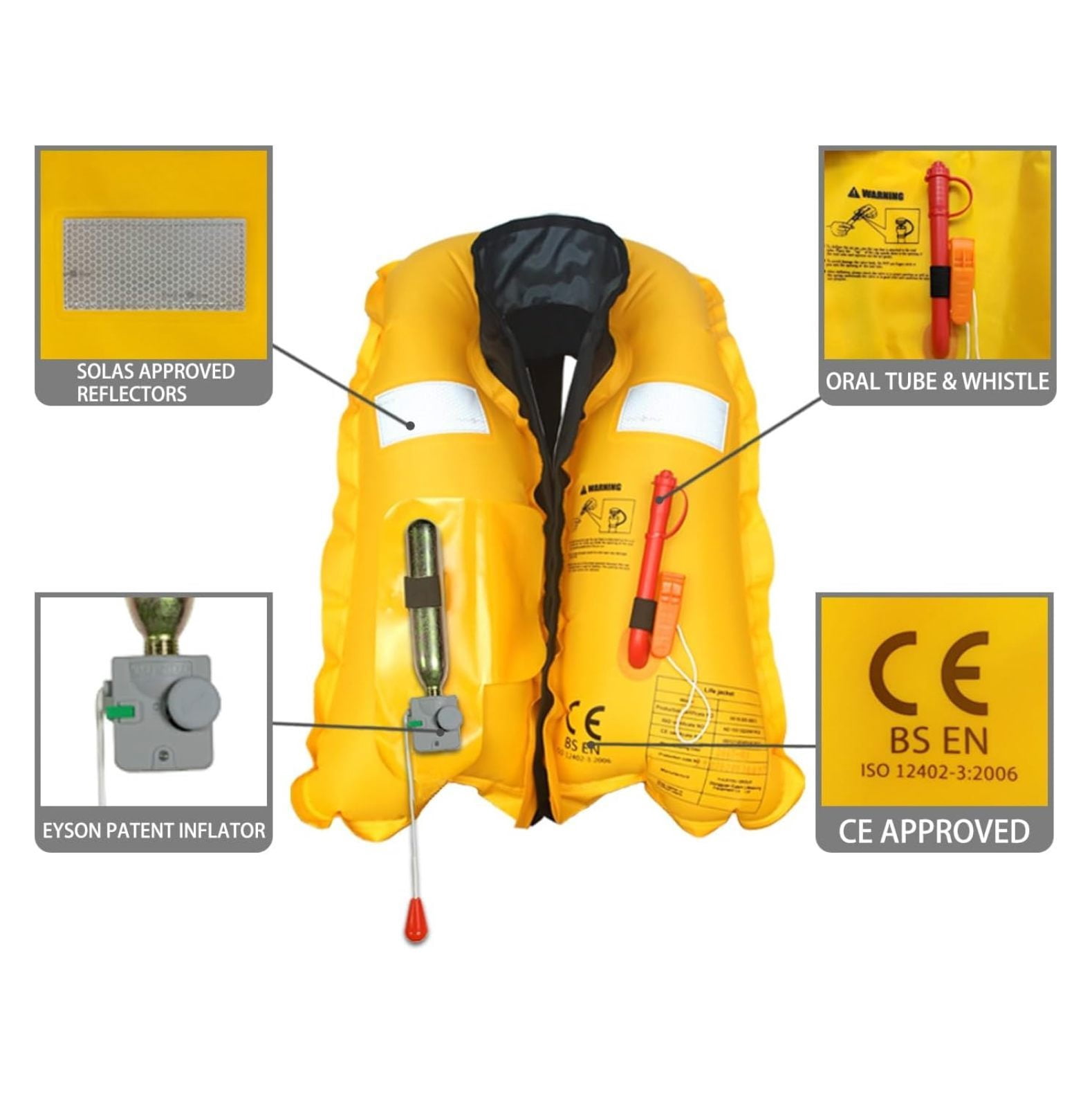 Highly Visible Manual Inflatable Life Vest PCY Red Adult Outdoor Boating Safety Survival Gear