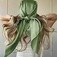 thumbnail image 4 of 35 Inch Satin Head Scarves Large Vintage Square Scarf Silk Feeling Satin Hair Wrapping Scarves for Women Girls - Military Green, 4 of 5