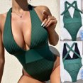 thumbnail image 2 of Traje de baño de una pieza para mujer, conjunto sólido, sujetador relleno, ropa de playa Fridja  nalpqowj62821, 2 of 8