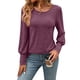 thumbnail image 2 of Camisas de Larga con Cuello Redondo para Mujer, Blusas de Otoño, Sudaderas Elegantes de Moda con Leggings Rojo Púrpura L, 2 of 9