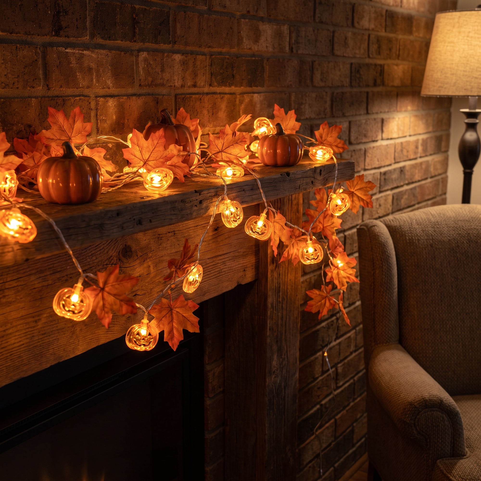 Unique Bargains Jack-O'-Lantern Fairy Twinkle Lights 9.8 ft Flat Pumpkin Battery Operated