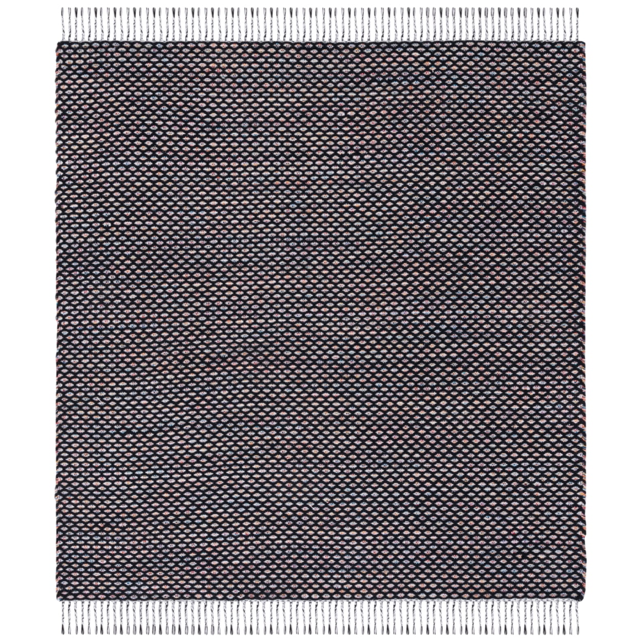 SAFAVIEH Montauk Annie Geometric Cotton Area Rug, Black/Ivory, 5' x 8'