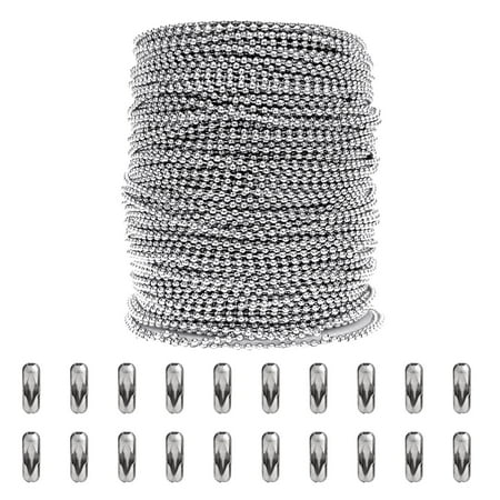 Weipeensee Ball Bead Chain Stainless Steel 33Ft/10M Beaded Dog Chain Necklace Chains for Jewelry Making Diy Crafts Silver Metal Small Bead Chain Roll with 20Pcs (B)