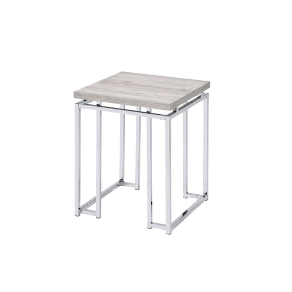 JERFIT Modern End Table, Nightstand with Oak Wood Top & Chrome Metal Base, Small Side Table for Living Room, Bedroom, Office
