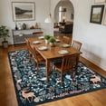 thumbnail image 6 of Washable Area Rug, Non-Slip Low Pile Stain Resistance Rug with Peacock and Deer, Animal Carpet for Living Room, Bedroom, Dining Room, 6 of 8