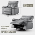 thumbnail image 4 of Bingirl Electric Recliner Swivel Rocker in Gray PU Leather with 270-Degree Swivel, Massage and Heating Functions, Side Pockets, Remote Control, and USB Port, 4 of 7