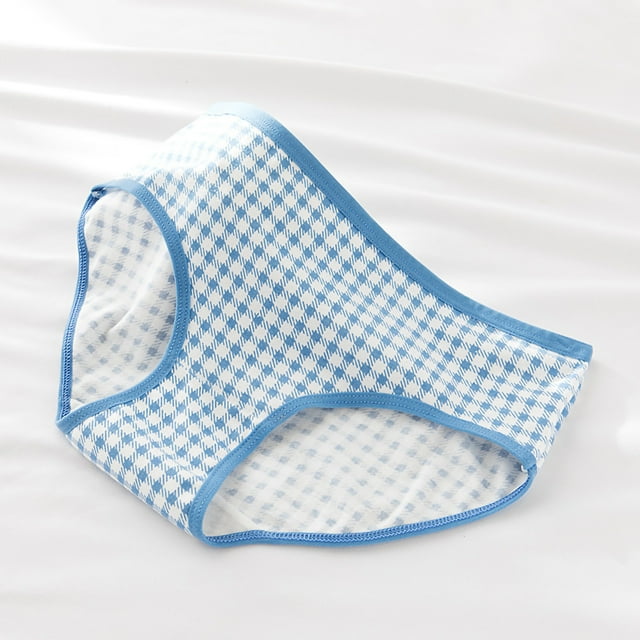 Ropa Interior De Mujer Bragas De Mujer Ropa Interior De Mujer Dibujos Animados Mujer Algodón Cómodo Bragas De Mujer Calzoncillos Elásticos Ropa Interior Para DamasBlue Grid XXL