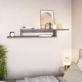 thumbnail image 2 of BELLEZE Modern Floating Wall Mounted 72" TV Console With Built-In Shelf, Space Saving Decorative Contemporary Media Storage, For Up To 100lbs - Motif (Gray Wash), 2 of 7