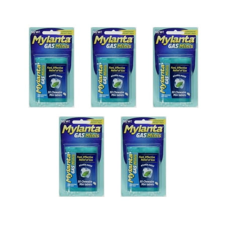 Mylanta Gas Minis, Artic Mint, 50 Count - Pack of 5