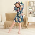 thumbnail image 3 of FORMRS Niños Bathrobe Unisex Hooded Robe Soft Plush Pajamas Sleepwear, Size 2-3T, Blue Cubes, 3 of 7