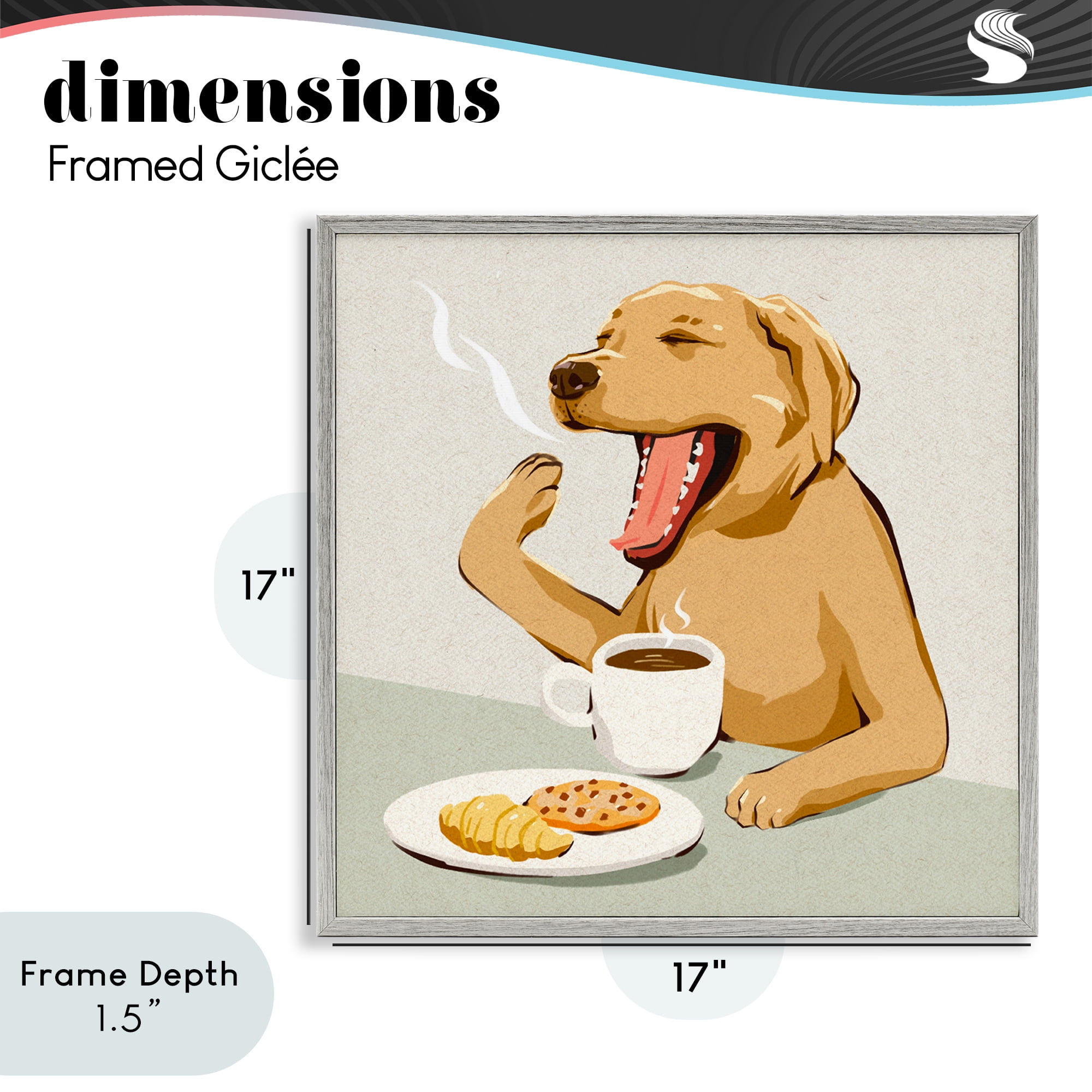 Stupell Industries Yawning Dog Morning Coffee Gray Framed Giclee Art, design by Ziwei Li