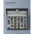 thumbnail image 6 of 12-Slot Watch Box, Velvet Lined Organizer with Glass Lid, 8 x 3.1 x 11.9inch, Black, 6 of 8