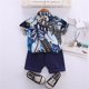 thumbnail image 4 of Gibobby Blusa Termica Ropa para niños pequeños, conjunto de pantalones cortos con bolsillos y camisa con botones de solapa estampados de hojas de manga corta, conjunto de trajes de（Azul， 12 Meses), 4 of 5