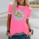 thumbnail image 1 of ICHUANYI Clearance Women Fashion Casual Print Round Neck Loose Short Sleeve T-shirt Top Blouse Pullover(Pink, M) ICHUANYI WER2023080901315, 1 of 4