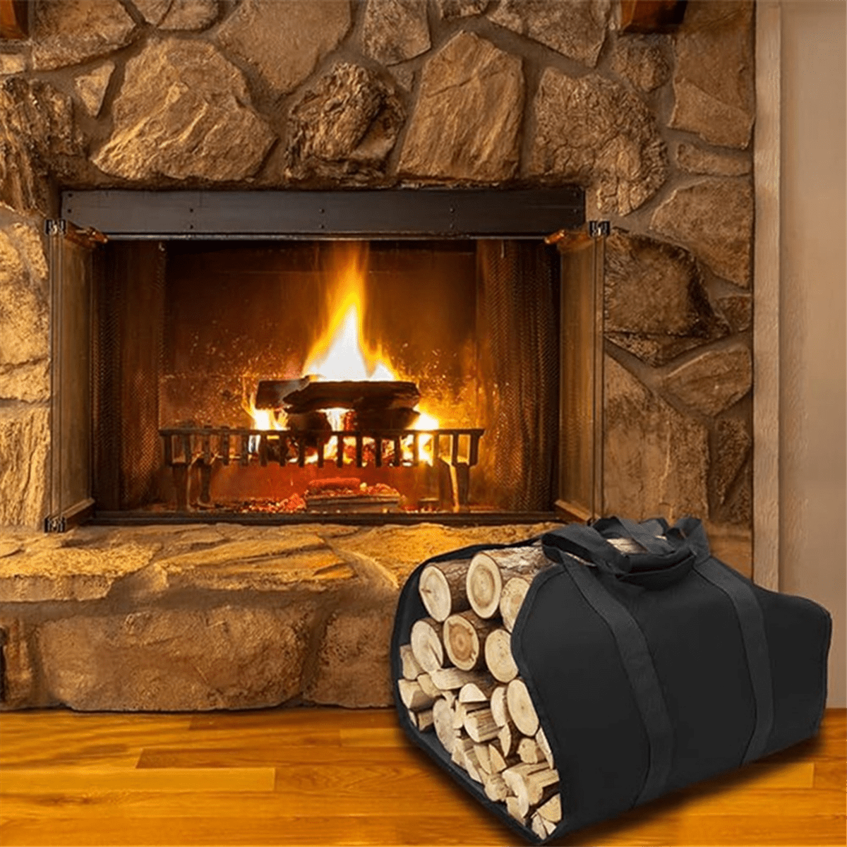 Wood Carrier for Firewood with Handles Firewood Log Carrier Tote Firewood Holder Fireplace Firewood Carrier Bag