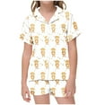 thumbnail image 2 of Gpaecead 2 Piece Pjs Set Kids & Toddler Girls Monkey Printed Pajamas Cotton Sleepwear Roundneck Shirts Top & Pajama Shorts 10 Years Yellow, 2 of 5