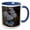 Blue/White, variant on 3drose, a Rooster Statue That Sits in a Garden for Good Luck, 11oz Two-tone Green Mug
