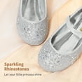 thumbnail image 3 of Girls ballerina flats with sparkling rhinestones and classic Mary Jane strap perfect for formal or special occasions, 3 of 6
