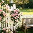 thumbnail image 6 of Artificial Rose Hanging Basket Flowers for Outdoor Indoor Decor, Faux Rose Bush with Woven Basket, UV Resistant Fake Plant for Porch Patio Balcony, Home Ornaments for Spring Summer, 6 of 6