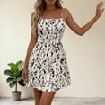 thumbnail image 4 of Summer Midi Dress For Women Spaghetti Strap Drawstring Print Ruffled Dresses Casual Comfy Stylish Sundress (XL, White), 4 of 5