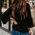thumbnail image 5 of RQYYD Womens Solid Loose Fit Blouses Lantern Long Sleeve V Neck Elegant Casual Shirts Tops, 5 of 9