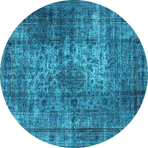 Ahgly Company Indoor Round Oriental Light Blue Industrial Area Rugs, 5' Round
