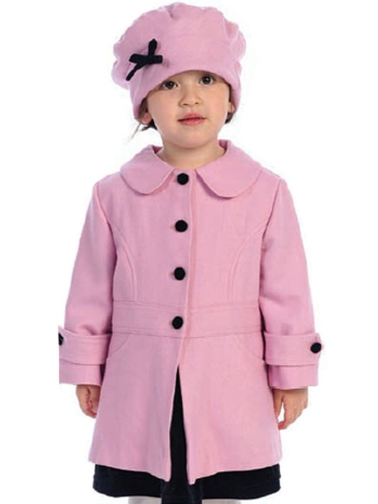 Toddler Girl Size 3t Pink Coat Hat, Toddler Girl Black Pea Coat