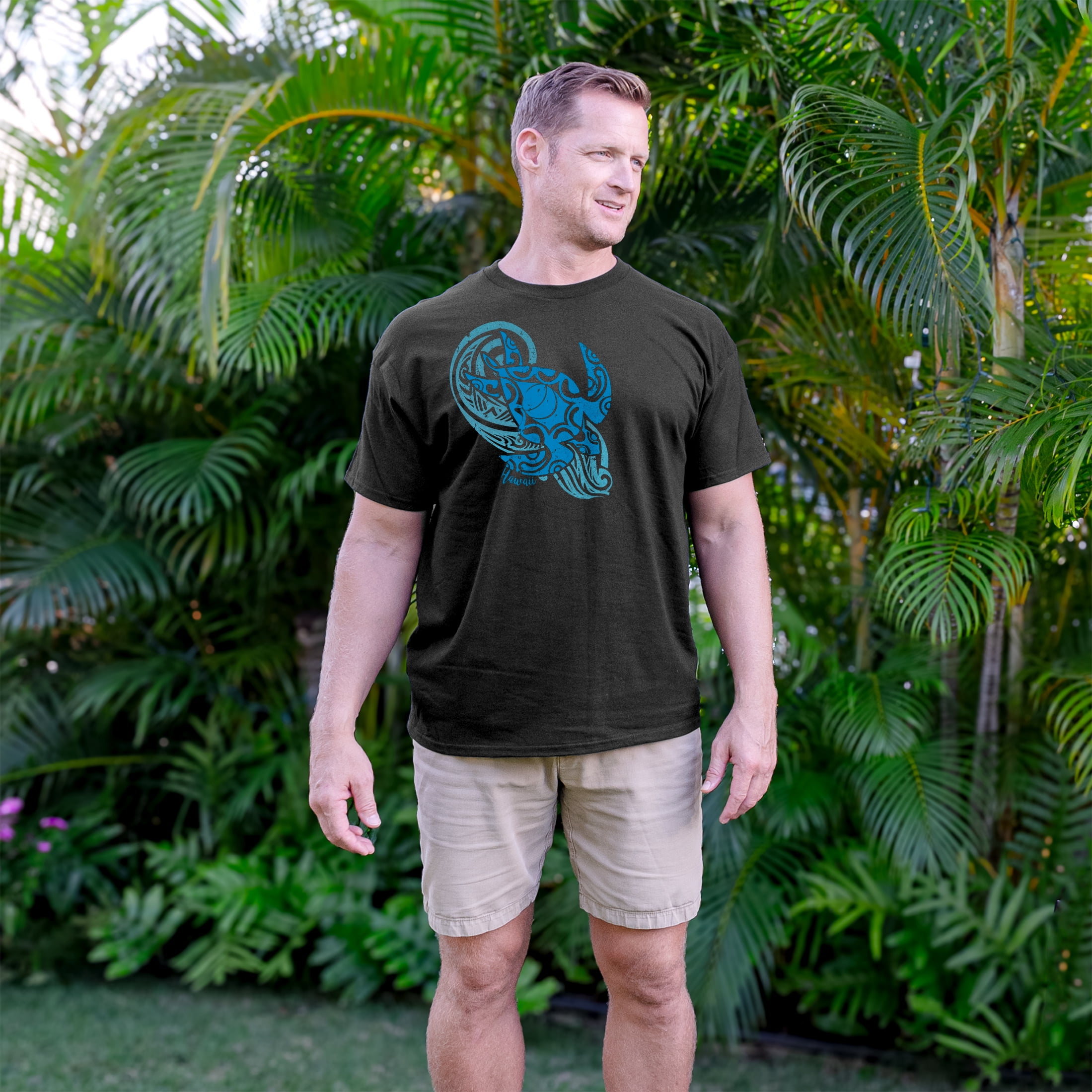 HI Tee Honu Aqua Men’s Cotton T-Shirt Bold Print Everyday Comfort