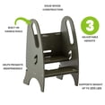 thumbnail image 4 of Little Partners 3-in-1 Growing Step Stool Toddler Tower Helper Step Stool, Wooden Toddler Standing Stool for Bathroom or Kitchen, Anti-Slip Feet, Built-in Safety Hand Rails Up to 200 lbs - Olive Green, 4 of 9