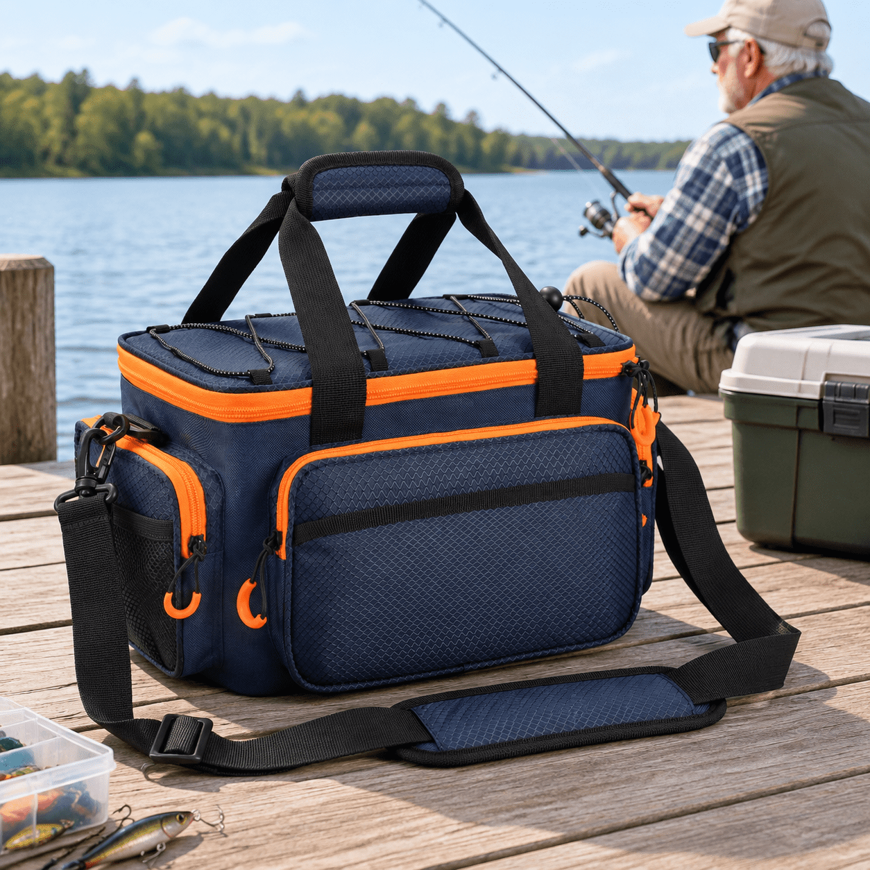 Tb61 Fishing Tackle Bag Gear Gifts For Angler Orange