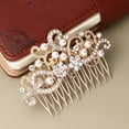 thumbnail image 2 of SHISUYAN Chic Pearl and Rhinestone Hair Comb for Wedding Decoration with Golden Color and Alloy Material, 2 of 9