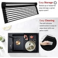 thumbnail image 3 of Roll Up Dish Drying Rack Silicone Wrapped Over The Sink Dish Drying Rack Multipurpose Foldable Sink Drying Mat Anti-Slip & Anti-Rust Dish Rack for Kitchen, 17.5" x 13", Black, 3 of 9