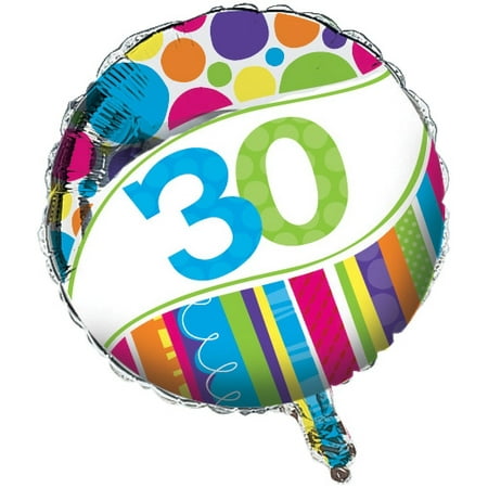 Bright And Bold 30th Birthday Mylar Balloon, each - Walmart.com