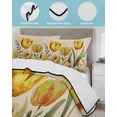 thumbnail image 4 of Quilts Twin Size, Yellow Orange Spring Floral Soft Comforter Bedding Set for Bed, Summer Botanical Tulip Vintage Lightweight Quilted Bedspread with Pillow Cover(2 Pieces) for All Season, 68x86 Inch, 4 of 6