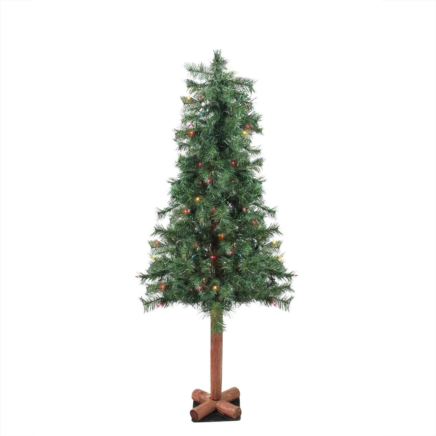 7' prelit woodland alpine artificial christmas tree multi lights