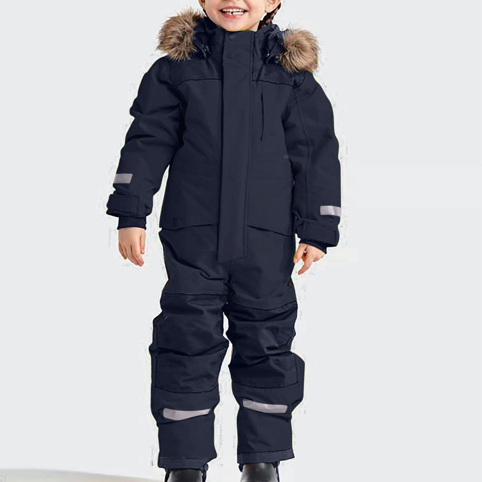 Combinaison Neige Bébé Avec Capuche à Oreilles - Coupe-vent Chaude - Couvre-pieds Intégrés - Taille 3-18 Mois - Double Fermeture éclair - 3