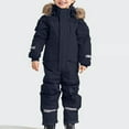 thumbnail image 2 of Odeerbi 1-15Y Toddler Boys Girls Ski Sui Winter Snowsuits Kids Colorful Siamese Snowsuits Ski Suits Jackets Winter Jumpsuits Baby Clothes Navy, 2 of 6