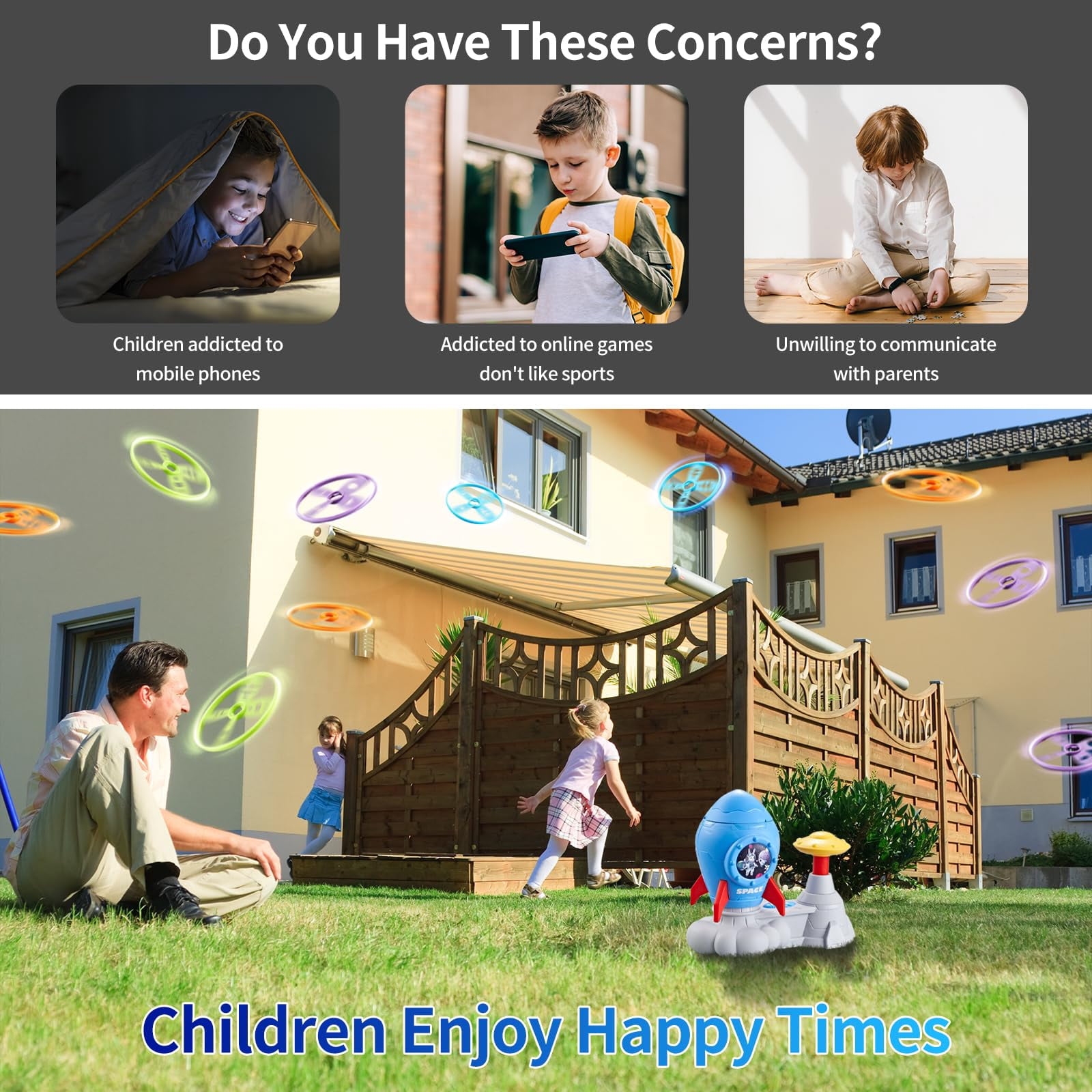 Outdoor Toys for Kids ,Stomp Flying Disc Launcher Toy Chasing Games ,Outside Butterfly Catching Game for Toddlers