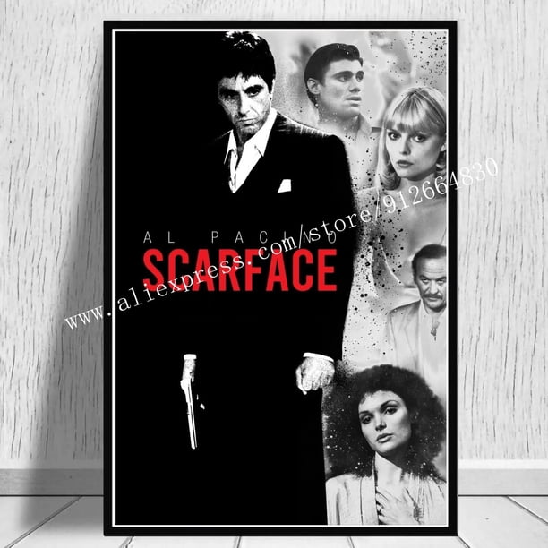 Póster de Scarface de película de gángster clásico, impresiones en lienzo, dormitorio, decoración grande del hogar, arte de pared, imagen, pared, decoración de oficina