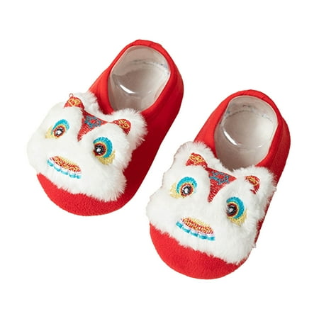 

Children s Autumn Winter Festive Red Baby Socks Cartoon Learning To Walk Floor Socks With Slip Grip Toddler Sock Shoes 6 Months--9 Years
