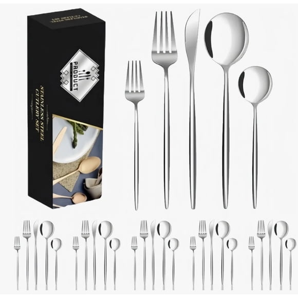 Juego De Cubiertos 30 Piezas Acero Inoxidable Plateado