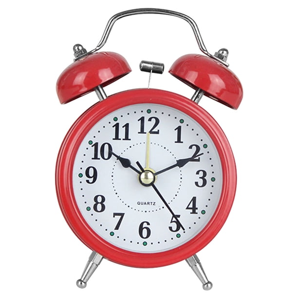 Reloj despertador Retro Twin Bell Mesa de escritorio de metal Reloj analógico Silencioso con luz nocturna para oficina en casa, Rojo Sweethay EL000911-04B