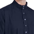 thumbnail image 3 of Women's Half Button Down Thobe Lightweight Breathable Arabic Dishdasha Stand Collar Arab Thobe with Pockets Navy S, 3 of 4